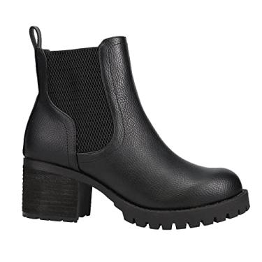 Imagem de MIA Botas femininas Jonna bico redondo Chelsea casual tornozelo salto médio 2-3 polegadas - preto, Preto, 7.5
