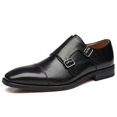 Imagem de La Milano sapato social masculino com alça dupla e sem cadarço, bico fino, couro, Oxford, formal, casual, confortável, para homens, Amy-1-black, 9.5