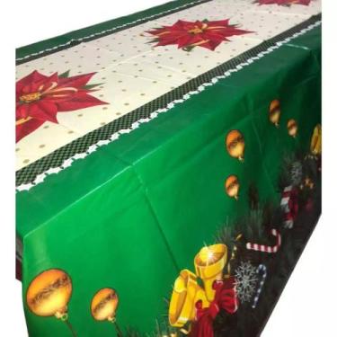 Imagem de Toalha De Mesa Natal Retangular 8 Lugares 140x300cm Plástico Impermeáv