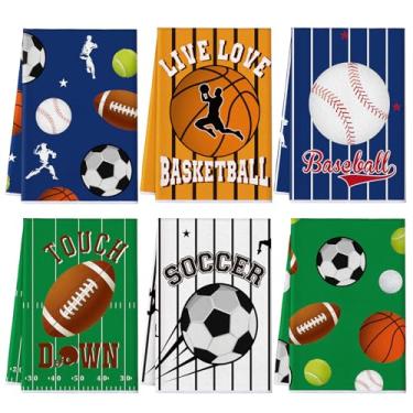 Imagem de Bencailor 6 peças toalhas de mão com tema de tênis, basquete, futebol, toalhas de mão absorventes para banheiro, casa, fazenda, hotel, spa, academia, presentes de ioga para amantes de esportes (verde