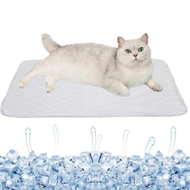 Imagem de SEIS Almofada de gelo para cães, tapete de canil para gatos, tapete de resfriamento para animais de estimação, tapete de bambu fresco para o verão, almofada respirável (cinza sólido, P