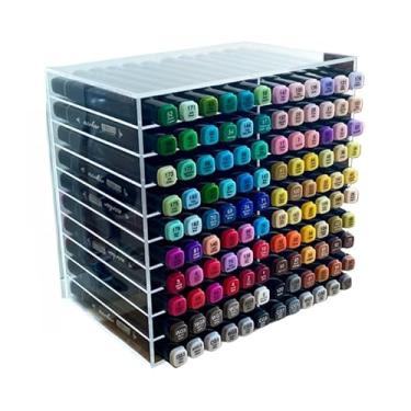 Imagem de Suporte de Canetinhas em Acrílico Organizador P/ 120 Canetas Coloridas/Marcadores/Estojo/Nicho，PLA Biodegradável, Compacto e Resistente