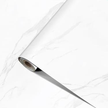 Imagem de HOMETITUTE Papel de parede de mármore branco descasque e cole 39.9 cm x 100.1 cm papel de contato de vinil removível autoadesivo para parede, bancada, armários, móveis, decoração de casa