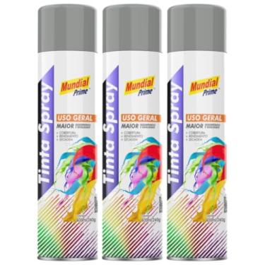 Imagem de Kit 3 Tinta Aerossol Spray Cinza Médio Uso Geral 400ml/240g Mundial Prime