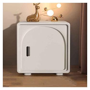 Imagem de Mesa de cabeceira de madeira envernizada prateleira de cabeceira pequena armário de armazenamento e armazenamento mesa de cabeceira (cor: 1, tamanho: 48 x 40 x 51 cm)