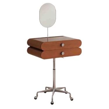 Imagem de Escrivaninha de penteadeira Penteadeira móvel retrô pequena penteadeira com espelho de maquiagem Farmhouse Maquiagem gaveta armazenamento joias para quarto(Brown)