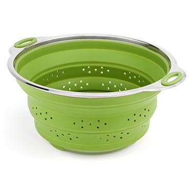 Imagem de Melhor escorredor/coador dobrável grande de silicone com base de aço inoxidável da Chef Frog