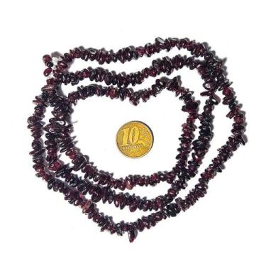 Imagem de Fio Cascalho de Granada Natural Furado a Laser de 90 cm para Pulseiras