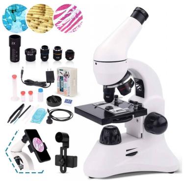 Imagem de Microscópio Monocular Ampliação 100X 2000X com Adaptador de Telefone para Lâminas, USCAMEL