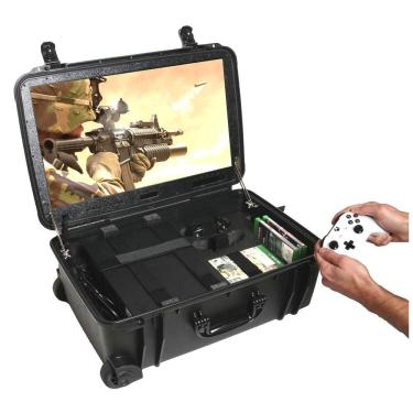 Imagem de Estação de game portátil, com monitor. Console e acessórios não incluídos, CASE CLUB, Preto