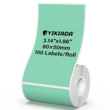 Imagem de YIKIADA Etiquetas térmicas verdes 1,96 x 3,14 polegadas vinil impermeável decalques de endereço autoadesivos compatíveis com M110/M220 100 peças