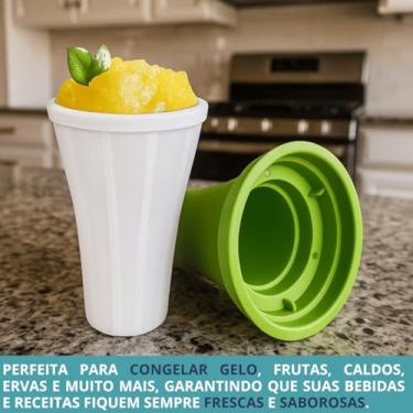 Imagem de Forma de Gelo Smoothie Copo Com Tampa Molde Silicone Para Cubos Raspadinha Drinks Bebidas Congelar Frutas Ervas Reutilizável
