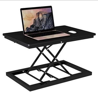 Imagem de Suporte de mesa em pé, conversor de suporte ajustável em altura para laptop, grande, grande, preto, mesa de elevação para computador de mesa