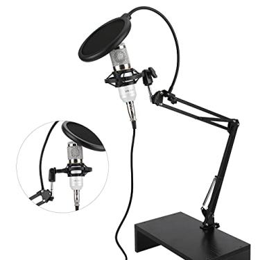 Imagem de RiToEasysports Kit Condensador Usb Microf de Som Profissional para Pc-computador Desktop Estúdios de Gravação de Streaming Corpo de Tubo Preto + Cabeça de Rede Prateada (branco + prata)