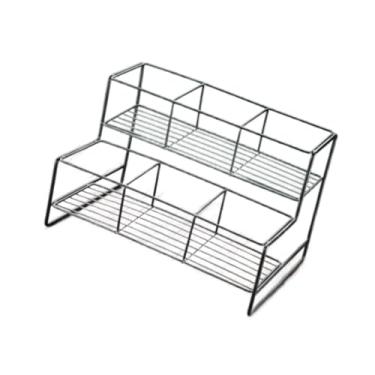 Imagem de Baoblaze Prateleira organizadora de xarope, prateleira de exposição autônoma, decorativa, 2 níveis, 6 garrafas, suporte para vinho, mesa, cozinha, sala de