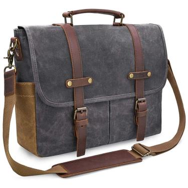 Imagem de Bolsa de Couro Vintage para Laptop, NEWHEY 23081, Cinza