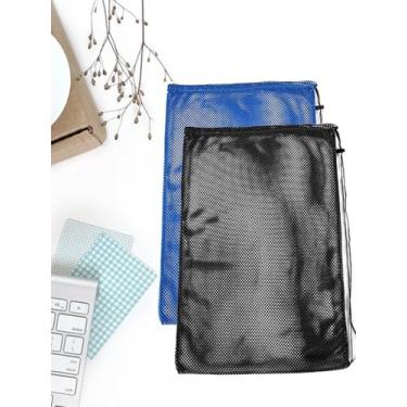 Imagem de 2 pacotes de bolsas de engrenagem, bolsa de mergulho de malha de 45 x 69 cm, bolsas de mergulho para equipamentos esportivos, academia, praia, piscinas, bolas (preto e azul)