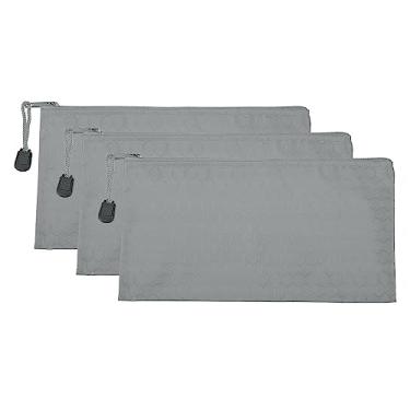 Imagem de Sacos de arquivo com zíper à prova d'água, pacote com 3 porta-documentos A6 para escritório, cinza