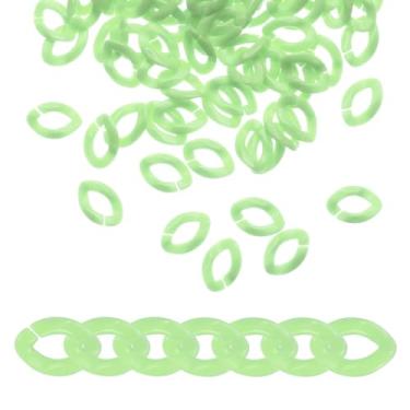 Imagem de 200 peças de anéis de ligação de corrente de acrílico, conectores de elos abertos, ganchos de clipe C de plástico para bolsa faça você mesmo, corrente de fabricação de joias de óculos, verde