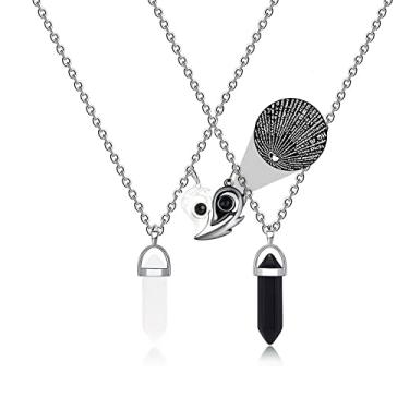 Imagem de Colar para 2 pingentes de cristal para melhor amigo, colar combinando com pingente de amizade, presente para casais, One Size, Metal, Sem Pedra Preciosa