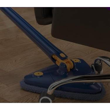 Imagem de Esfregão Mop Triangular Giratório 360°, Limpeza Profissional, Azul e Branco, com Base Triangular para Pisos e Cantos
