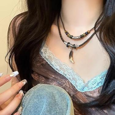 Imagem de 2025 Novo colar boêmio moda masculina feminina retrô dupla camada antiga oração colar com contas de oração