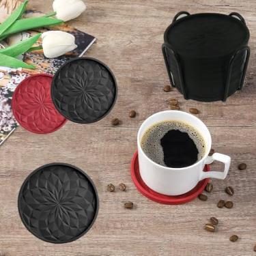 Imagem de Porta-copos de carro com 6 peças, porta-copos universais antiderrapantes, embutidos em ornamentos, almofada de acessórios de fundo de copo, adequada para xícaras de café, garrafas de vinho, latas, etc