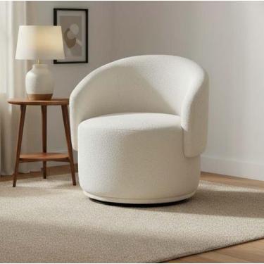 Imagem de Poltrona Decorativa Giratória Sala de Estar Recepção Jasmine Bouclé - 