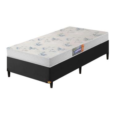 Imagem de Cama Box Solteiro Colchão De Espuma D20 Supreme Branco 78x188x50cm Gazin Preto