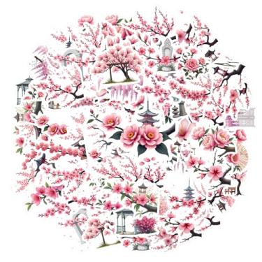 Imagem de 50 adesivos florais de cerejeira natureza japonesa adesivos de recompensa de professores botânicos para mala, geladeira, telefone, bagagem, laptop, guitarra, carro, adesivos, brinquedos, laptop