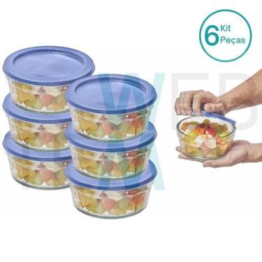 Imagem de Kit 6 Potes Tigela de Vidro com Tampa Plástica Laguna 750ml Vitazza:Pa