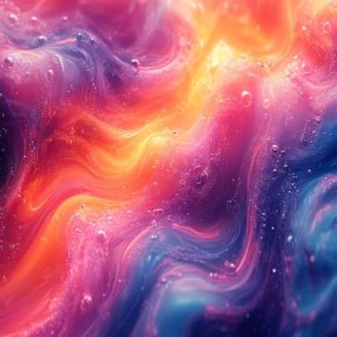 Imagem de Quadro Decorativo Abstrato Colorido com Estampa de Pintura Fluida para Decoração Moderna 40x40cm