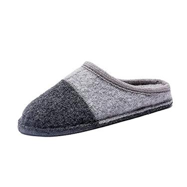 Imagem de Pantufa masculina de inverno quente para casa de lã fervida respirável inverno quente sem cadarço mules para uso interno/externo para mulheres, Sola de borracha cinza escuro/cinza claro, 10.5-11.5 Women/8-9 Men