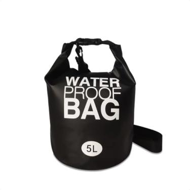 Imagem de Bolsa Mochila Impermeável 5L Saco Estanque PVC com Alça Ajustável – Camping, Praia, Caiaque, Pesca e Esportes Aquáticos – À Prova D’Água e Super Resistente| PRETO
