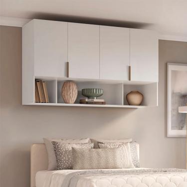Imagem de Guarda-Roupa Modulado Aéreo Altezza Clean 4 Portas Branco 170 cm