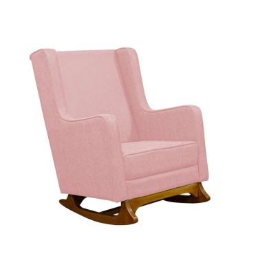 Imagem de Poltrona De Amamentação Balanço Diana Com Puff Linho Rose