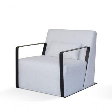 Imagem de Poltrona Estofada Tecido Cinza Base Metal 0,81x0,84mt Hana