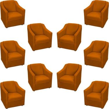 Imagem de Kit 10 Poltronas Decorativa Mila Pé De Plástico Cromado - Terracota Suede
