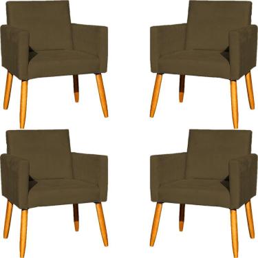 Imagem de Kit 4 Poltronas Para Recepção Nina Suede Cores Pé Palito 30cm Castanho - Suede