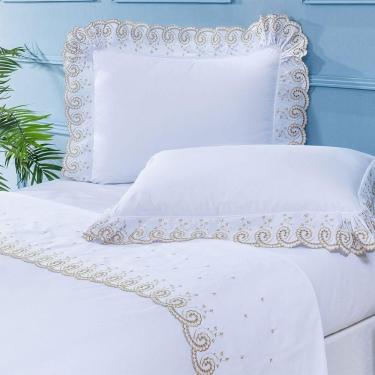 Imagem de Jogo De Lençol 4 Peças King Percal 200 Fios Mistral 100% Algodão - Branco