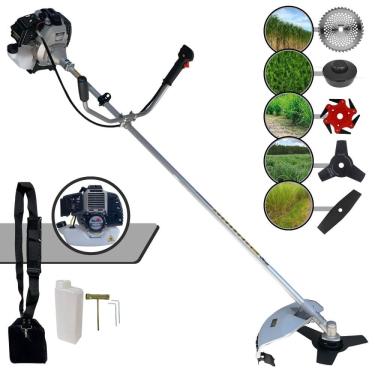 Imagem de Roçadeira Toyama TBC43H À Gasolina 43cc 1,7HP de Potência 12000rpm Com Carretel Nylon + Faca 2 Pontas + Faca 3 Pontas + Faca 6 Pontas + Faca 40 Dentes