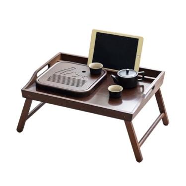 Imagem de Mesa de centro japonesa de madeira, bandeja de cama, pernas dobráveis com alças, mesa de tatame retangular multifuncional, para janela flutuante, tatami, sala de chá, varanda, sala de estar (uma cor