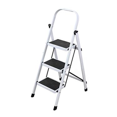 Imagem de Escadas dobráveis Escadas de 3 degraus Banqueta dobrável com pega de metal conveniente e pedal resistente deslizante escada portátil leve escada resistente (cor: Escada C) (Escada D)