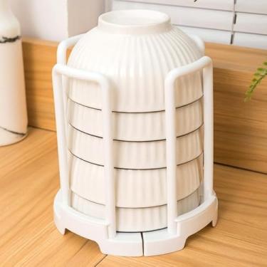 Imagem de Escorredor de pratos expansível – Suporte giratório ajustável, suporte de secagem e armazenamento de cozinha de estrutura aberta (branco)