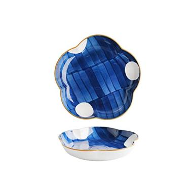 Imagem de Pratos de jantar empilháveis, pratos de jantar, prato de jantar de cerâmica criativo, prato de porcelana feito à mão, prato de salada, prato de peixe, pizza, macarrão, prato de sobremesa (cor: latão