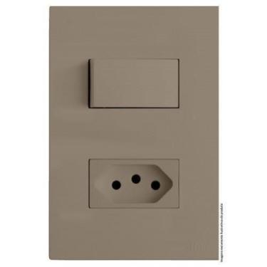 Imagem de Kit Interruptor Paralelo + Tomada 10A 4X2 Brs12229-7Fe - Blux Recta Fe