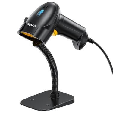 Imagem de Scanner de código de barras com suporte, scanner de código QR 2D 1D com fio, compatível com computador POS MAC com digitalização automática, leitor de código de barras portátil para supermercado de
