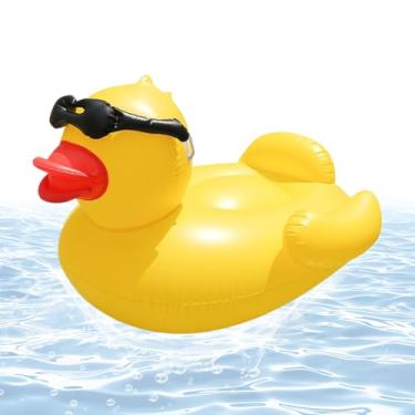 Imagem de Boia inflável para piscina de pato | Espreguiçadeira inflável gigante de piscina | Cadeira flutuante de brinquedos aquáticos, jangadas, anéis de natação para meninos, meninas, adultos, carnaval