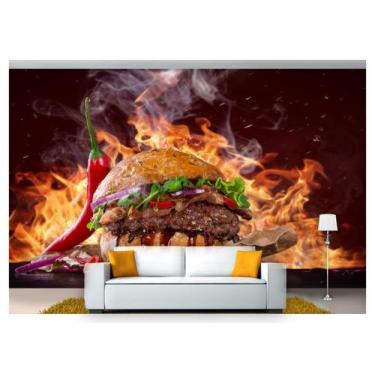 Imagem de Papel De Parede Chesseburguer Queijo Carne 3D Al127 - Você Decora