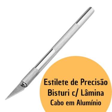 Imagem de Estilete Cabo Metal/Bisturi De Precisão Artesanato c/Lâmina
